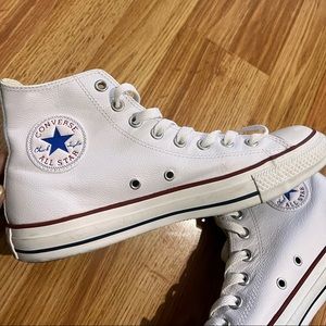 High top white leather converse